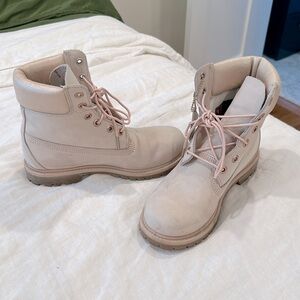 Pink suede Timberland work boots